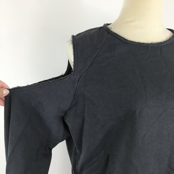 RAG & BONE Dark Gray Long Sleeve Cut Out/Cold Shoulder Rolled Hem Shirt - Picture 5 of 13